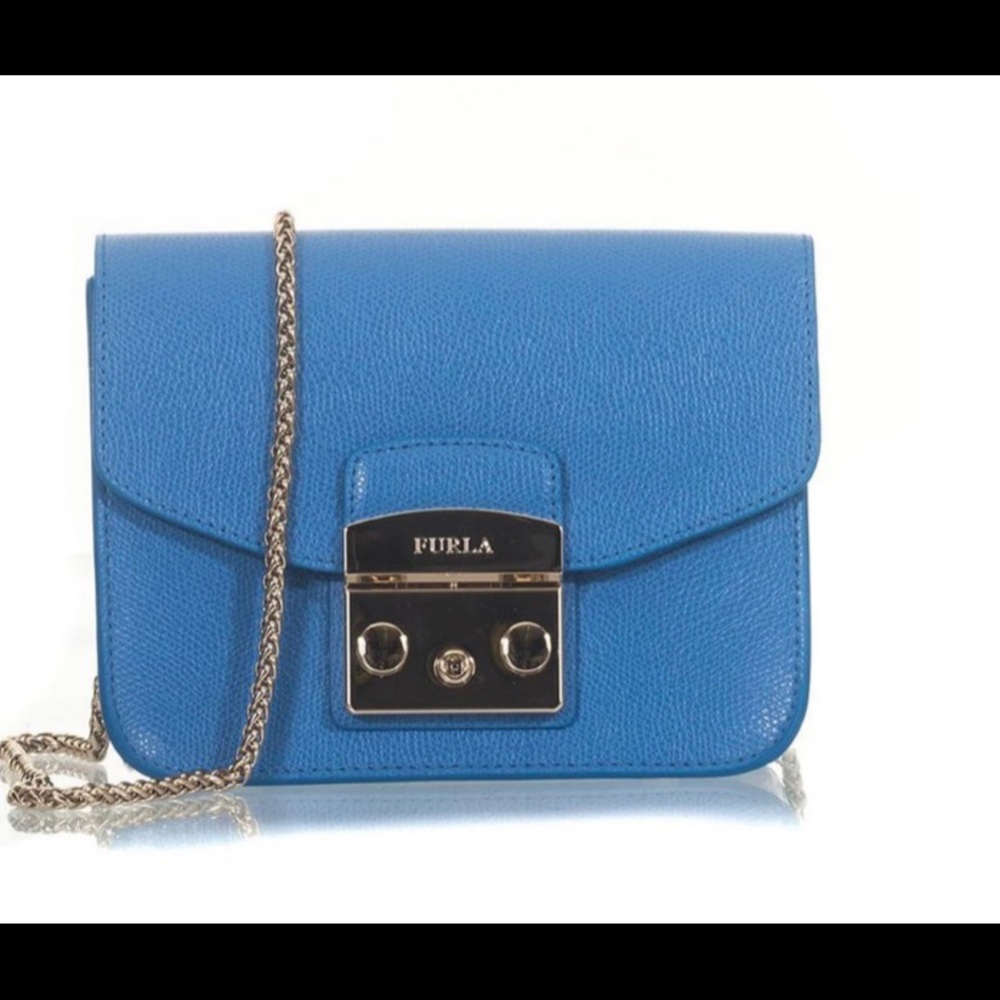 Furla Metropolis  Leather Bag Sky Blue Leather